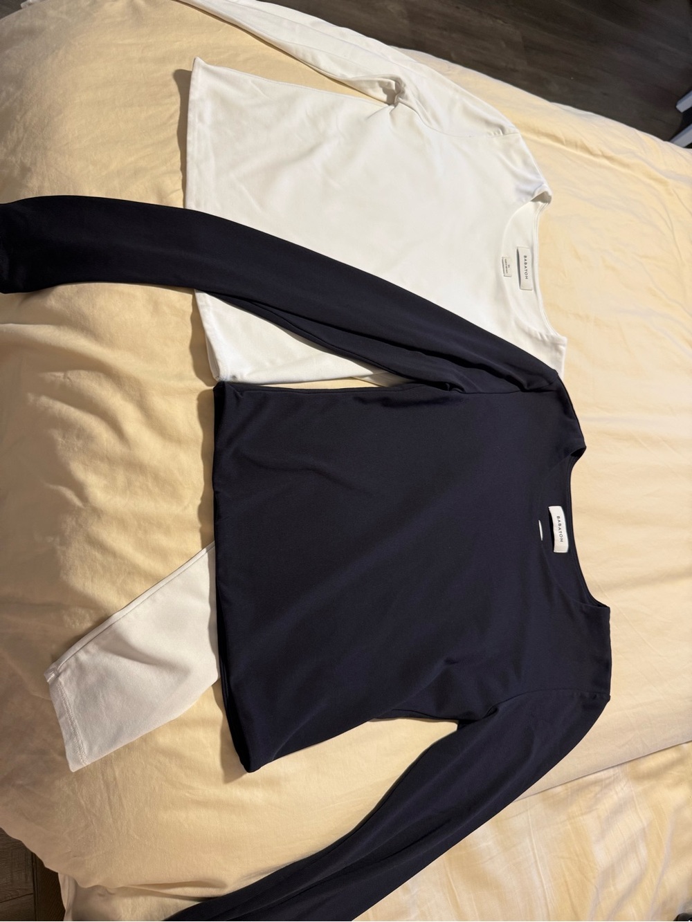 Babaton Navy and White Colorblock Crewneck Sweater- price for 2 (both $20).